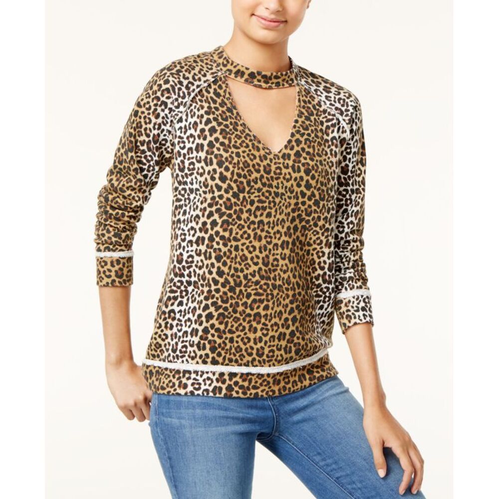 Self E Juniors Printed Cutout Sweatshirt